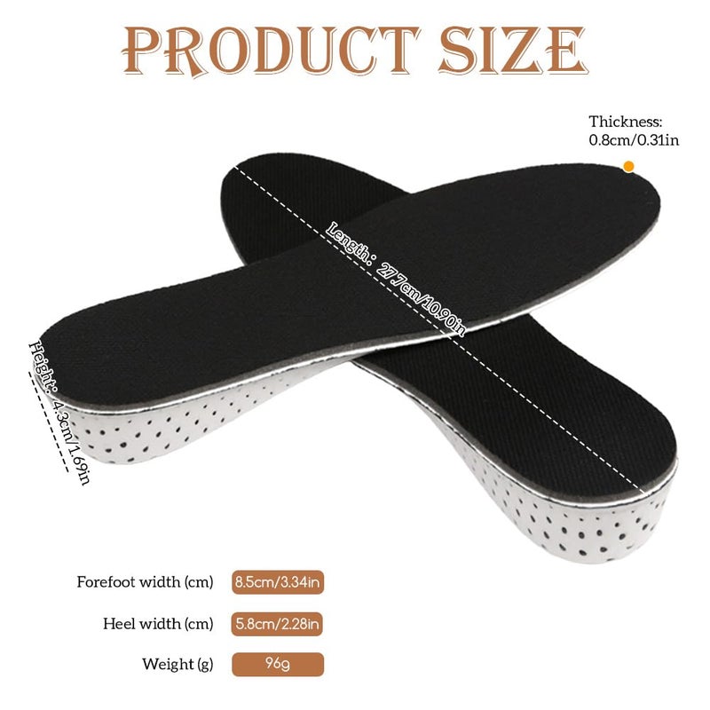 UPSTORE 1Pair Soft Breathable Memory Foam Full Length Height Increase Insole Invisible Increasing Heel Lifting Inserts Short Boots Lifts Pads Elevator Insoles for Unisex Men Women(4.3cm Height) - Image 2